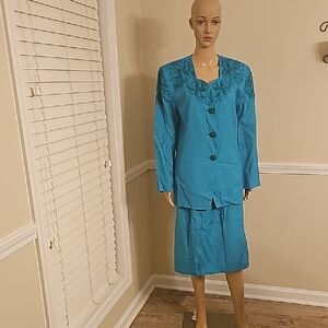 Elegant Blue Women's Skirt Suit